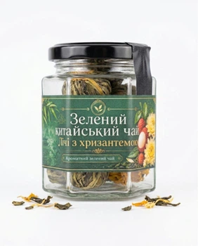 Зеленый китайский чай “Личи с хризантемой” 65 г – ароматизированный листовой чай в банке