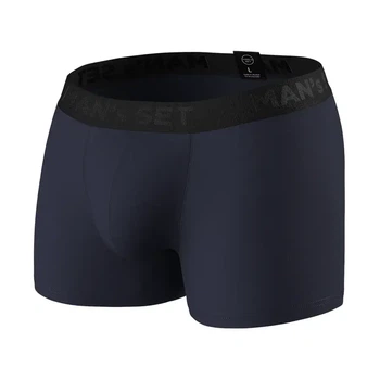 Чоловічі анатомічні труси - боксери MAN's SET Intimate 2.1 Black Series темно-сині чоловічі з анатомічною кишенею бавовняна білизна преміум-класу комфортні боксери для щоденного носіння середня посадка бавовняні зменшує тертя L