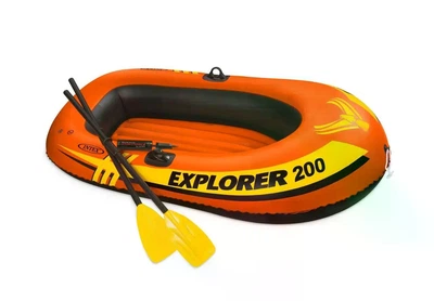 Надувная лодка Intex 58331 Explorer 200 Set оранжевая полутораместная до 95 кг виниловая 2-х камерная 185 х 94 х 41 см с мини насосом и веслами (9-163-58331)