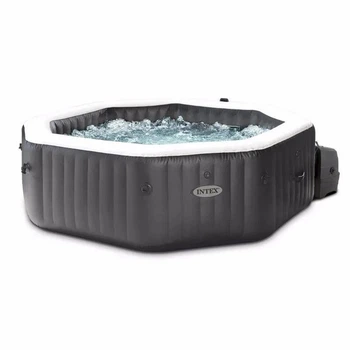 Надувной джакузи Intex 28462 PureSpa 218х71 см серый 6-местный с хлоратором и гидромассажем (9-163-28462)
