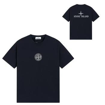 Чоловіча літня футболка Stone Island з принтом 2XL чорна (STD009)