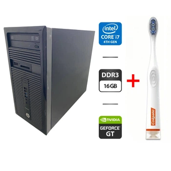 Компьютер HP ProDesk 490 G1 Tower / Intel Core i7-4770 (4 (8) ядра по 3.4 - 3.9 GHz) / 16 GB DDR3 / 128 GB SSD + 1000 GB HDD / nVidia GeForce GT 620, 2 GB GDDR3, 128-bit / DVD-ROM б/у + Подарок Умная зубная щетка Colgate Connect M1 / Bluetooth