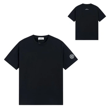 Мужская летняя футболка Stone Island с принтом 2XL черная (STD0015)