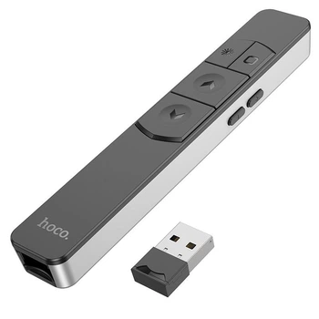 Пульт для презентаций лазерная указка HOCO GM202 Smart PPT Page Turning Pen с LCD-дисплеем 2.4GHz Silver Black
