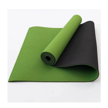 Коврик для йоги, фитнеса, двусторонний, не скользкий Feel Fit 183х61 см, 6 мм Зеленый с черным