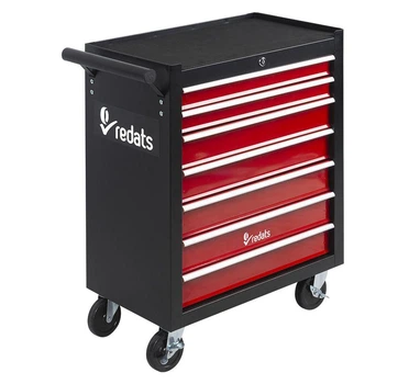 Тележка для инструмента 7 ящиков REDATS COMPACT Black грузоподъемность 90 кг 4 колеса центральный замок (07-05-55)