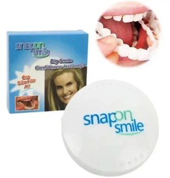 Многоразовые накладки на зубы Snap On Smile Veneers, универсальные виниры для зубов съемные, комплект на 2 челюсти, безопасные, белые