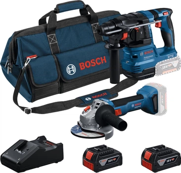 Набор Bosch Professional: перфоратор GBH 18V-22, УШМ 18V-8, 2 акб GBA 4 Ah, з/у, сумка (0615V0003C)