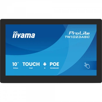 IIYAMA 10.1" 16:10 сенсорний ips рк монітор, 1280х800, п роекційно-ємнісна техн., Андроід 13, 24/7, poe, ка tw1023asc-b3p