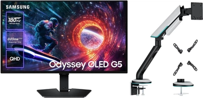 Набор Монитор 27" Samsung Odyssey OLED G5 (LS27FG502SIXUA) + Настольное крепление для монитора ITech LDT96-C012 24"-57"