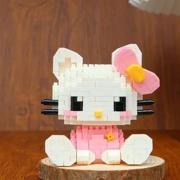 Конструктор Hello Kitty – 303 деталі, милий 3D-набір для шанувальників Sanrio, в стилі лего, Хеллоу Кітті, крафт коробка