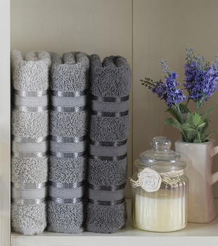 Набор полотенец Gursan Cotton Stripe Micro Deluxe - Grey 50*90 (3 шт)
