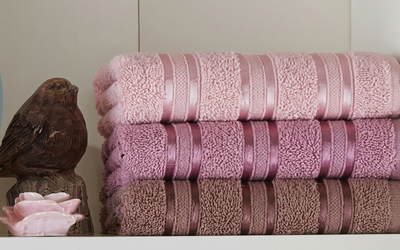 Набор полотенец Gursan Cotton Stripe Micro Deluxe - Pudra 70*140 (3 шт)