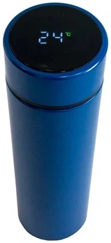 Термос T-Bottle 919 500 мл з дисплеєм температури, термопляшка з ситечком для чаю, вакуумна колба з нержавіючої сталі, ємність для кави, води, напоїв, дорожній аксесуар для офісу, роботи, подорожей, туризму та прогулянок синій