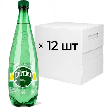 Упаковка газированной минеральной воды Perrier, 12 шт. х 1 л, ПЭТ