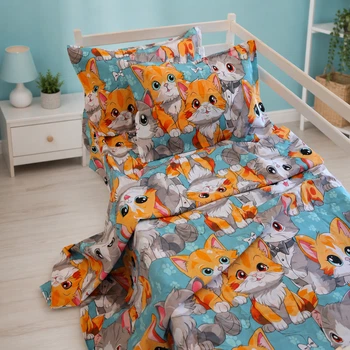 Комплект постільної білизни Mirson King Size 220х240 см 17-0969 Dapper Cats Ranforce Elite (2200013494799)