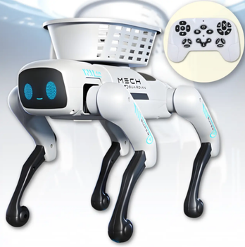 Робот-собака с корзиной Smart Dog QF660-5 на аккумуляторе, на радиоуправлении, белый (M17597)