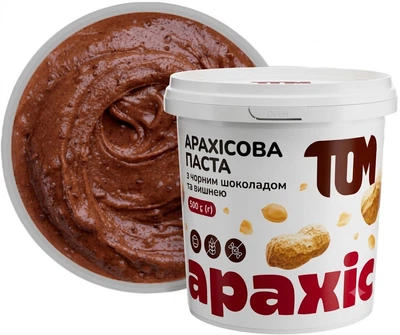 Арахісова паста ТОМ з чорним шоколадом та вишнею 500 г (4822852019094)