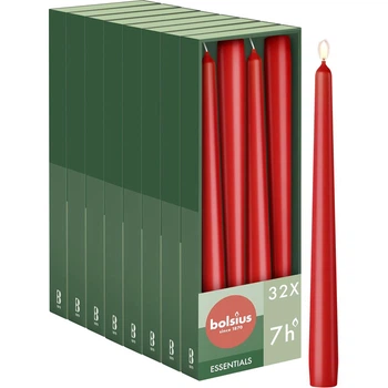 Набор из 32 конических свечей 2,4 x 24,5 см красного цвета Essentials Bolsius