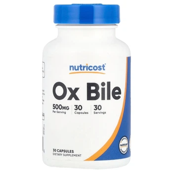 Природные добавки Nutricost Бычья желчь 500 мг Ox Bile 30 капсул
