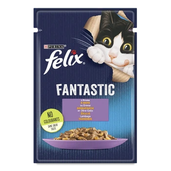 Вологий корм для дорослих котів Felix Fantastic з ягням в желе, пауч 85 г