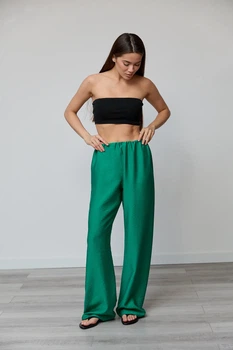 Штани жіночі Estilo повсякденна-casual льон жатка зелений 03-029 46р