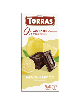 Чорний шоколад Torras з лимоном, без цукру і глютену, 75г (Іспанія)