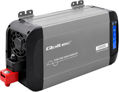 Перетворювач напруги Qoltec Pure Sine Wave 12V/230V 1000/2000W LCD USB / USB-C (5901878526898)