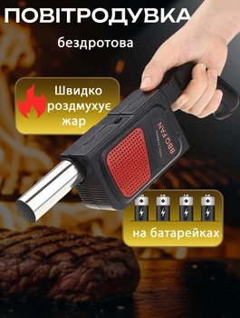 Мощная воздуходувка аккумуляторная мини турбовентиляор AMZ 26.5 см для раздува углей, выдува пыли влаги
