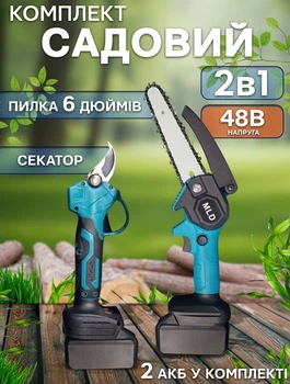 Аккумуляторная цепная пила и секатор с двумя аккумуляторами Power P0604-2 48В в чемодане