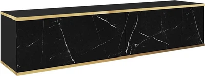 Тумба під ТБ навісна Perfect Home Oro RTV135 135x32x30 см, 2-дверна Чорний мармур роял (000012376956)