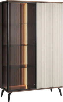 Витрина с подсветкой Perfect Home Vici WT103 39x162x103 см, 2-дверная Орех/кашемир (000012376987)