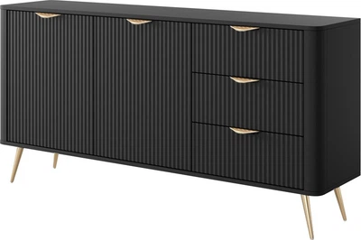Комод Perfect Home Lante 2D3S/163 81.2x163.2x38 см, 2-дверний, 3 шухляди, золоті ніжки Чорний (000012377003)