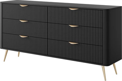 Комод Perfect Home Lante 6S/163 81.2x163.2x38 см, 6 шухляд, золоті ніжки Чорний (000012377005)