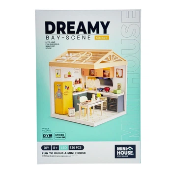Конструктор-румбокс Mini House Интерьер Кухня с подсветкой 8005