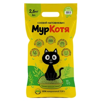 Соєвий наповнювач для котячого туалету МурКотя яблуко, 2,6 кг/6 л