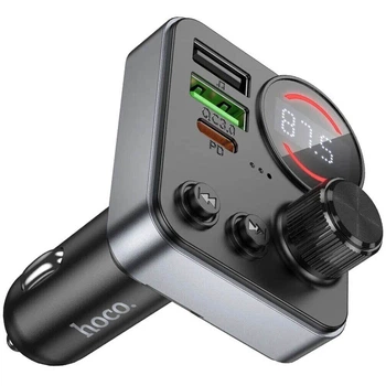 Автомобильный FM-модулятор HOCO E86 Alegria Bluetooth 5.4 с быстрой зарядкой PD 30W + QC 3.0 18W Черный