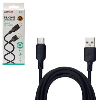 Кабель Borofone BX113BK USB - Type-C 3А, 2м, Black