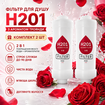 Фільтр для душу H201 Rose Троянда 2 шт ароматизований для очищення та пом’якшення води зі СПА-ефектом