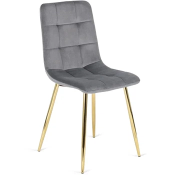 Стул бархатный YORK Velvet, Серый / Золотой (MEBEL ELITE) ME.YORK/P/ZL/V/K