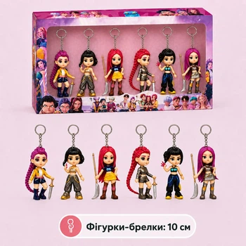 Набор фигурок-брелков HUNTRIX - K-POP Demon Hunters - Руми, Мира, Зои - 6 шт, куклы с аксессуарами 10 см, коллекционные ляльки, игровой набор Хантрикс