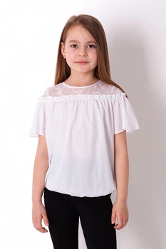 Блузка для девочки Mevis белая 3797-01 116 см