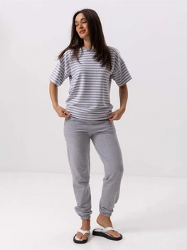 Пижама (футболка + шорты) женская хлопковая BARWA garments 0397/398 S Серая меланж (2113973981103)