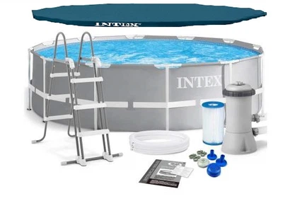 Каркасный бассейн Intex 26716-1 Prism Frame Pool 366 х 99 см с фильтр-насосом,лестницей и тентом 8592 лит
