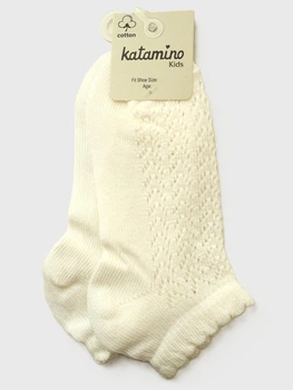 Детские короткие носки для девочки Katamino Venezi ажурные однотонные Молочные 28-30 / 5-6 лет