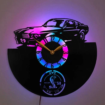 Настенные часы Ford Mustang Shelby Форд Мустанг Шелби с LED-подсветкой Shelby GT500 спорткар американский автомобиль автомобильный декор