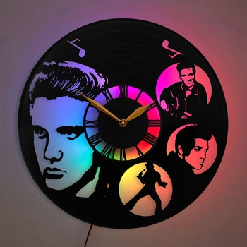 Настенные часы Elvis Presley Элвис Пресли с LED-подсветкой рок-н-ролл музыка музыкальный декор