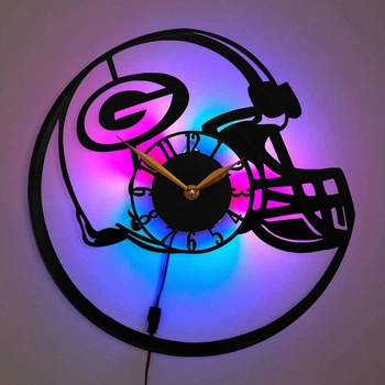 Настенные часы Green Bay Packers Грин-Бей Пэкерс с LED-подсветкой NFL американский футбол шлем логотип команды спортивный декор