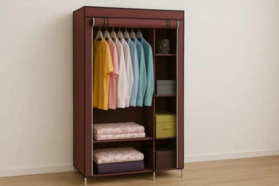 Складной тканевый шкаф для одежды 175х105х45 см Hcx Storage Wardrobe 88105 Коричневый