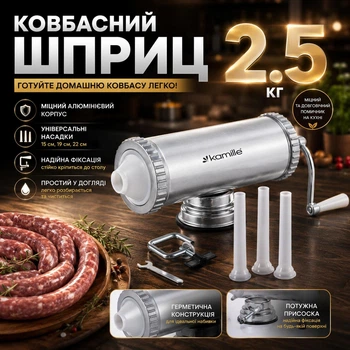 Шприц для колбас Kamille из алюминия с насадками KM-6501